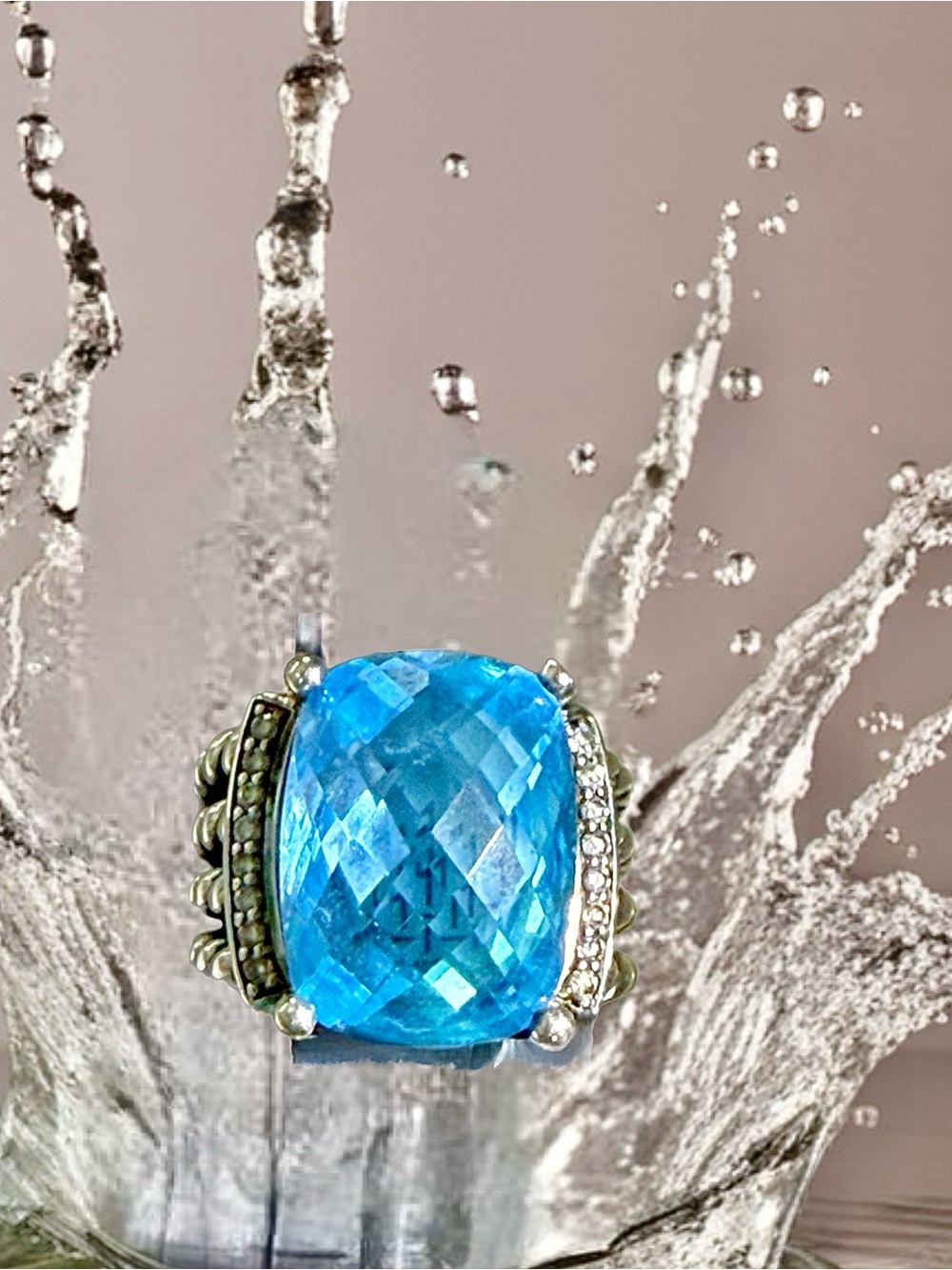 David Yurman Wheaton Blue Topaz Ring 5 1/2 - Picture 6 of 16